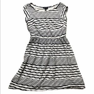 Medium Black & White Striped T-Shirt Cotton Dress